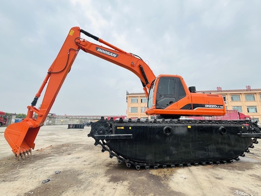 ডুসান ইউসড অ্যামফিবিয়ান এক্সক্যাভারেটর DH220LC-9E 1 মি 3 নদী পরিষ্কারের মেশিন লং রিচ বুম সেকেন্ড হ্যান্ড এক্সক্যাভারেটর